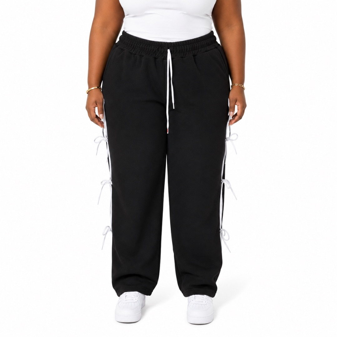 Lace Up Detail Wide Leg Joggers